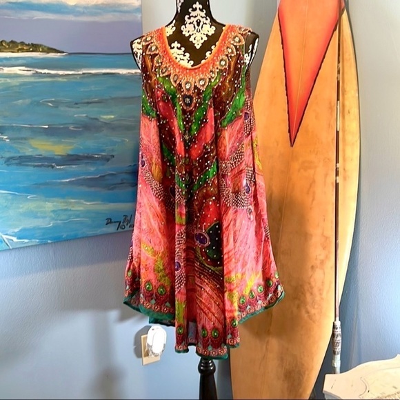⭐️Celina,Peacock & Rhinestones, lIncredible Lightweight Cover-Up,Design 🔥,Size L - Picture 5 of 16
